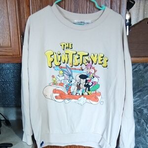 Warner Bros 100th Anniversary Sweatshirt Women XXL Beige The Flintstone Crew
